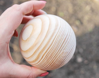 Grosse perle en bois (boule en bois) 85 mm SANS trou - naturel respectueux de l'environnement - épicéa