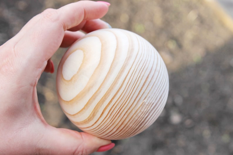 85 mm big wooden bead wooden ball WITHOUT hole natural eco friendly spruce wood image 1