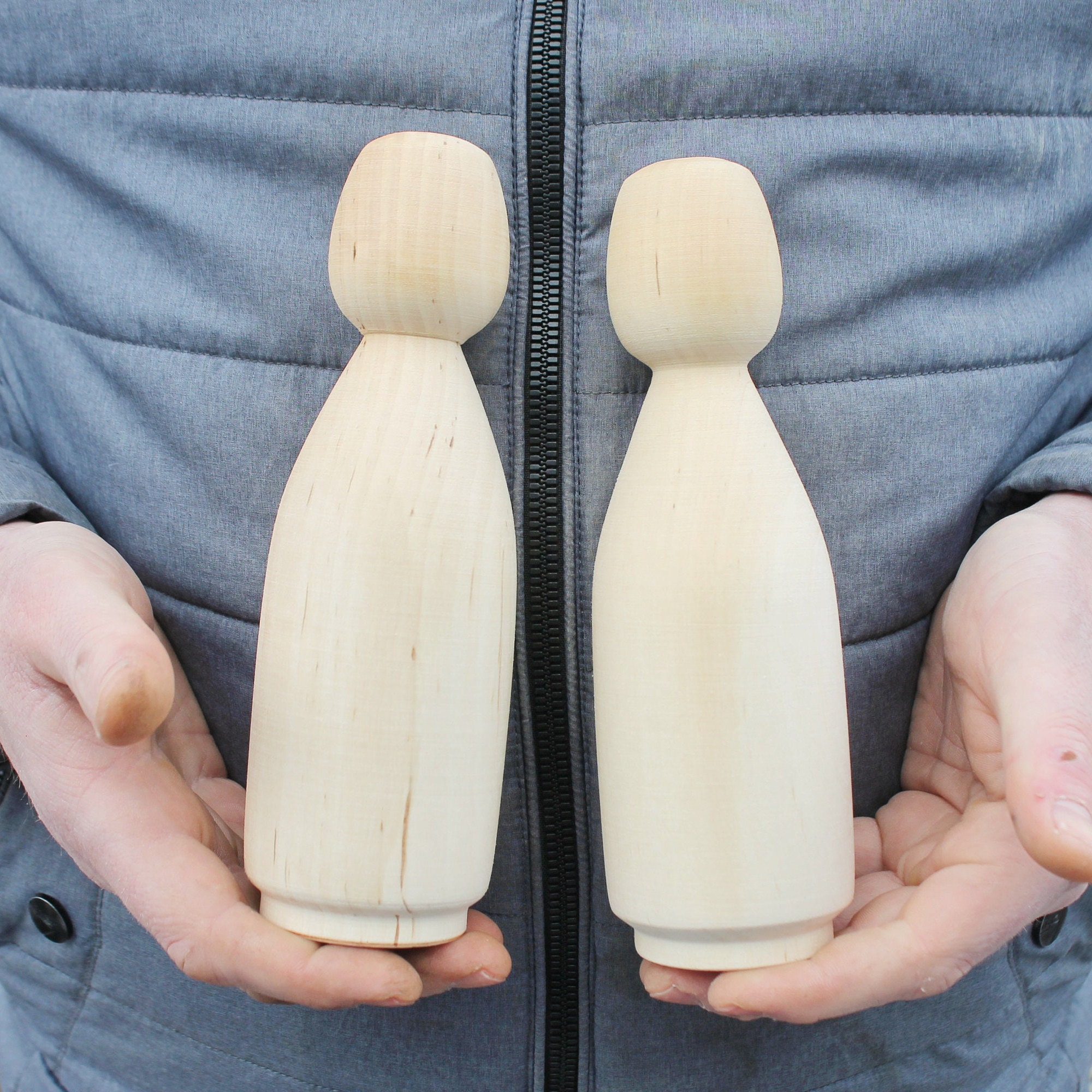Large Peg Dolls Unfinished, Plain Wooden Pegs to Paint, Natural