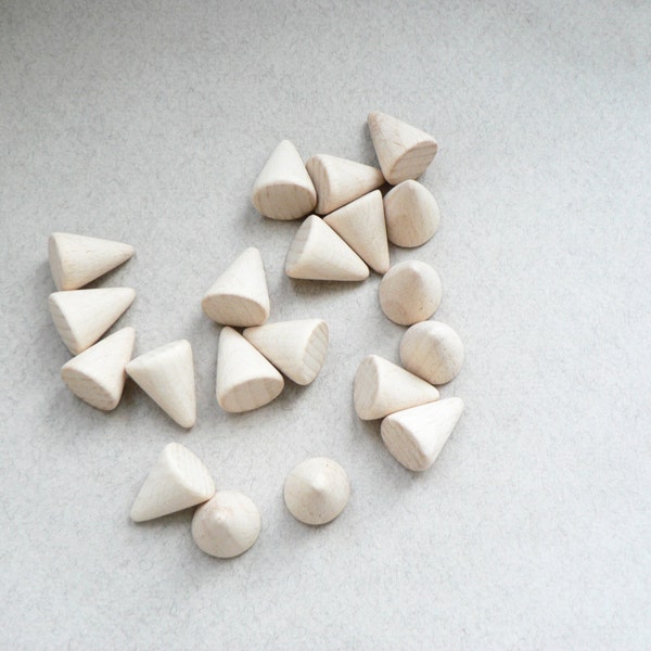 Wooden cones 14 mm x 7 mm 10 pcs - eco friendly