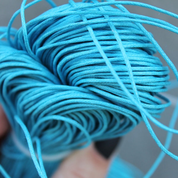 Teal color  Wax Cotton Cord 1mm 10 meters - 10,9 yards or 32,8 feet