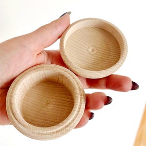 Round wooden beech box 70x50 mm – handmade natural wood storage container – unfinished jewelry box – eco gift box – craft supply image 2