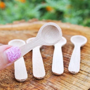 Set of 2 handmade small wooden mini spoons for spices 3 inches natural eco friendly made of beech wood image 7