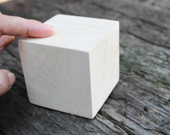 Big 65 mm unfinished wooden cube (block) 65x65 mm - natural eco friendly - linden wood (without hole)