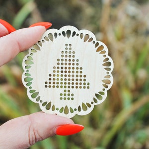 Christmas tree Cross stitch pendant blank - blanks Wood Needlecraft Pendant, wooden cross stitch blank