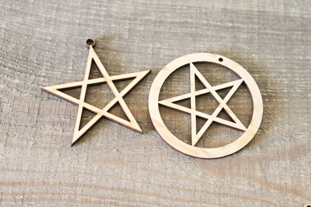 Wooden Symbols Shape Pendant - Pentagram - Pentalpha - Pentangle ...