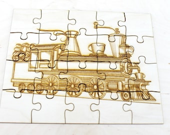 Wooden puzzle - Coffee Lokomotive  - laser cut puzzle blank 7.5 inch - Wooden Puzzle - engraving puzzle - made of plywood