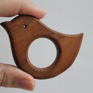 Bird-teether, natural, eco-friendly Natural Wooden Toy Teether Handmade wooden teether image 5