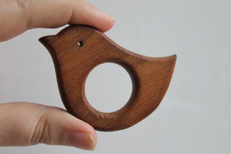 Bird-teether, natural, eco-friendly Natural Wooden Toy Teether Handmade wooden teether image 5