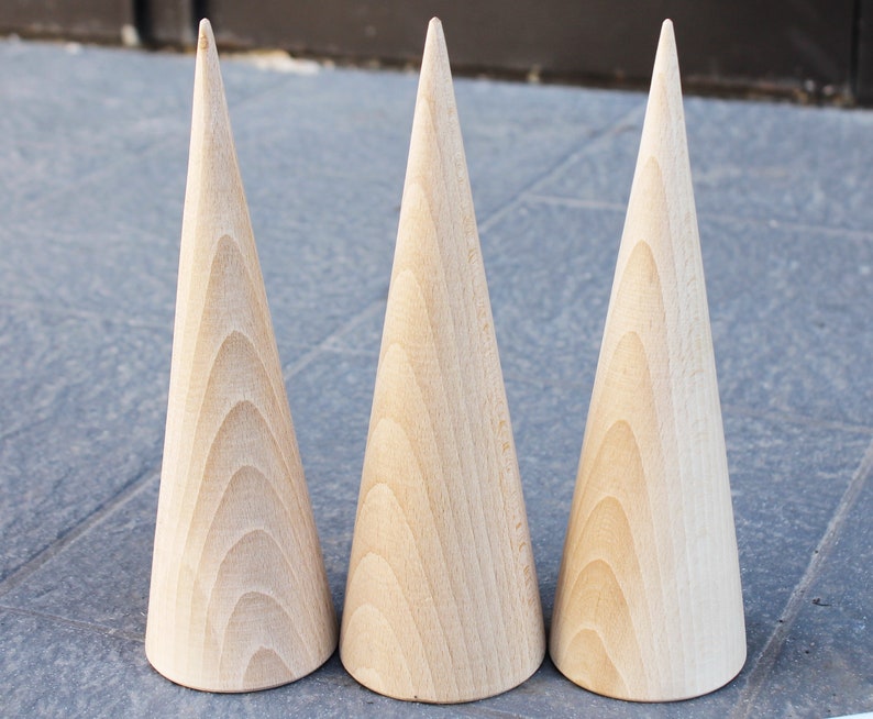 Big Wooden Cones 245 Mm X 75 Mm 9.6x3 Inch Natural Etsy