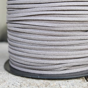 Grey Suede cord - high quality soft faux cord 2 m - 2,18  yards or 6,5 feet