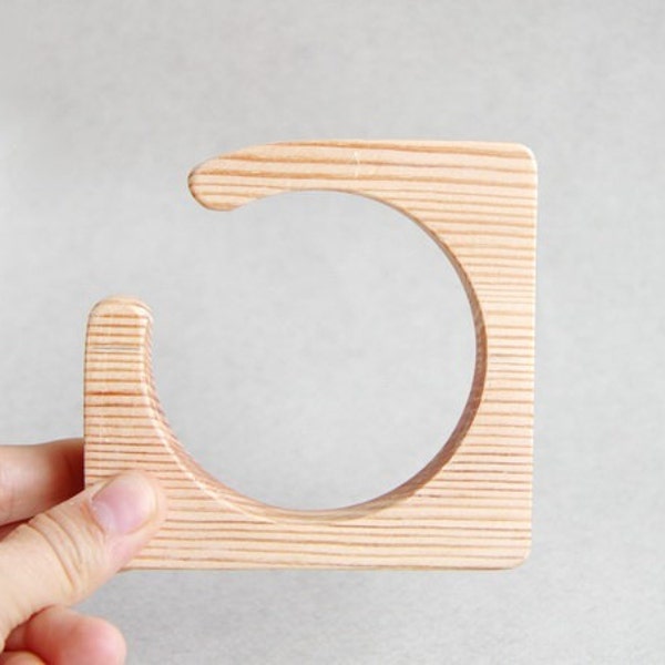 20 mm Wooden bracelet unfinished square with break - natural eco friendly ma20