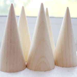 Set of 5 Big Wooden cones 75x35 mm 5 pcs eco friendly CONES without holes beech-tree image 4