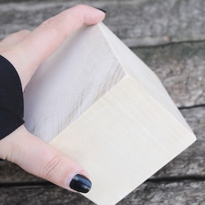Big 85 mm unfinished wooden cube (block) 85x85 mm - natural eco friendly - alder wood