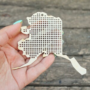Alaska State Kreuzstich - Laser Cut - unfertiger Rohling - 2,6 Zoll - Alaska Map Kreuzstich blanko