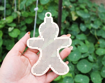 Man Cross stitch Christmas big blank 130 mm (5.1 inches) - blanks Wood Needlecraft Pendant, wooden cross stitch blank