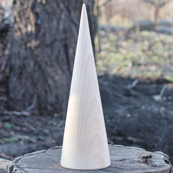 Big wooden cones 245 mm x 75 mm (9.6x3 inch)- natural eco-friendly - beech wood