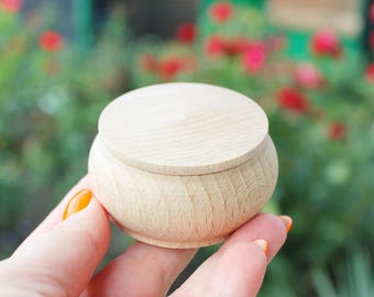65 mm runde unbehandelte Holzbox - 6,5 cm - natürlich, umweltfreundlich - aus Buchenholz