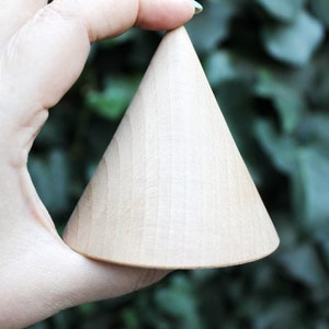 Big Wooden cones 80x75 mm 3 inches eco friendly CONES without holes beech wood image 2