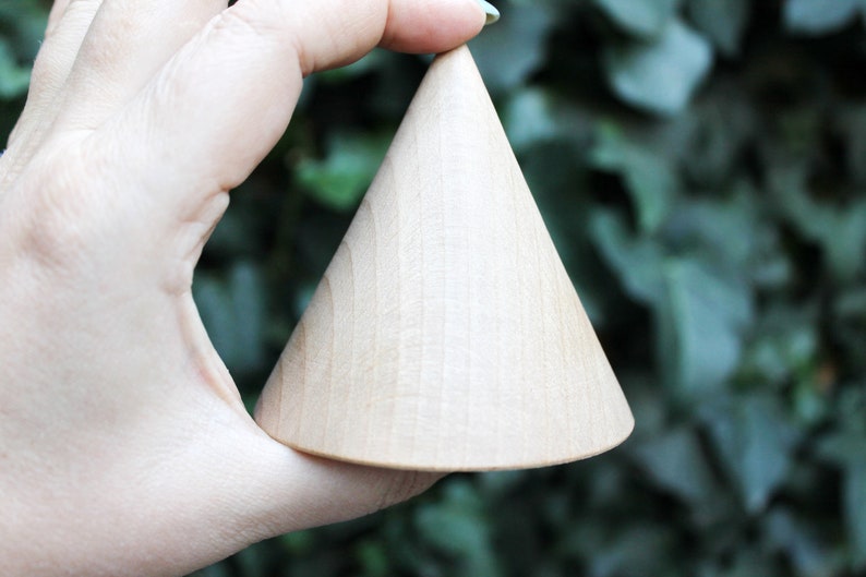 Big Wooden cones 80x75 mm 3 inches eco friendly CONES without holes beech wood image 2