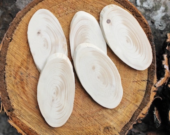 Set of 5 Unfinished wooden slices 100 x 55 mm - 3.9x2 inches wooden slice - natural eco friendly - made of spruce wood