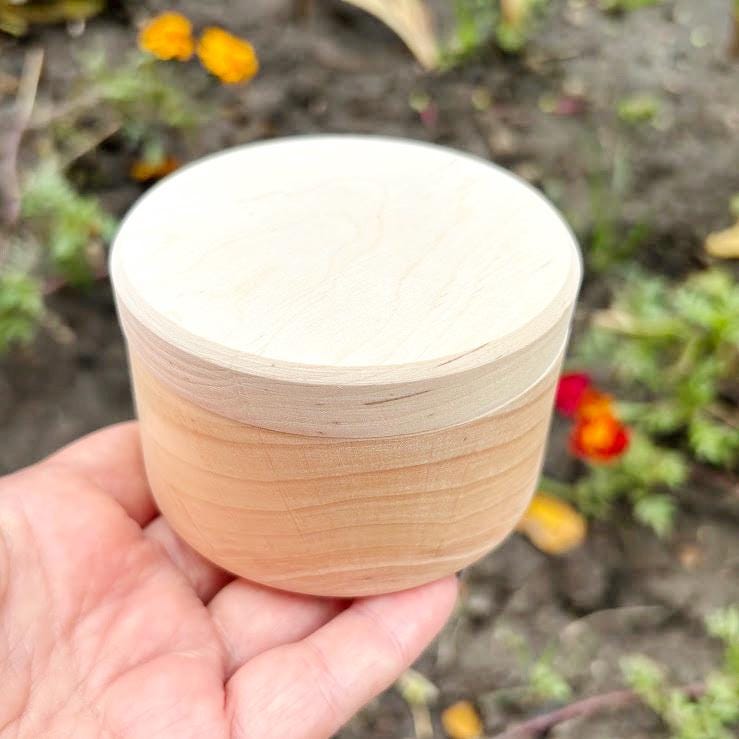 FINGERINSPIRE 3 Pz Mini Scatola di Legno Rotonda 48x35mm Piccola