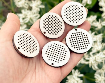 Supports en bois bruts pour broderie au point de croix, 35 mm – Formes pour pendentifs en bois non fini, idéales pour la création de bijoux et la broderie.