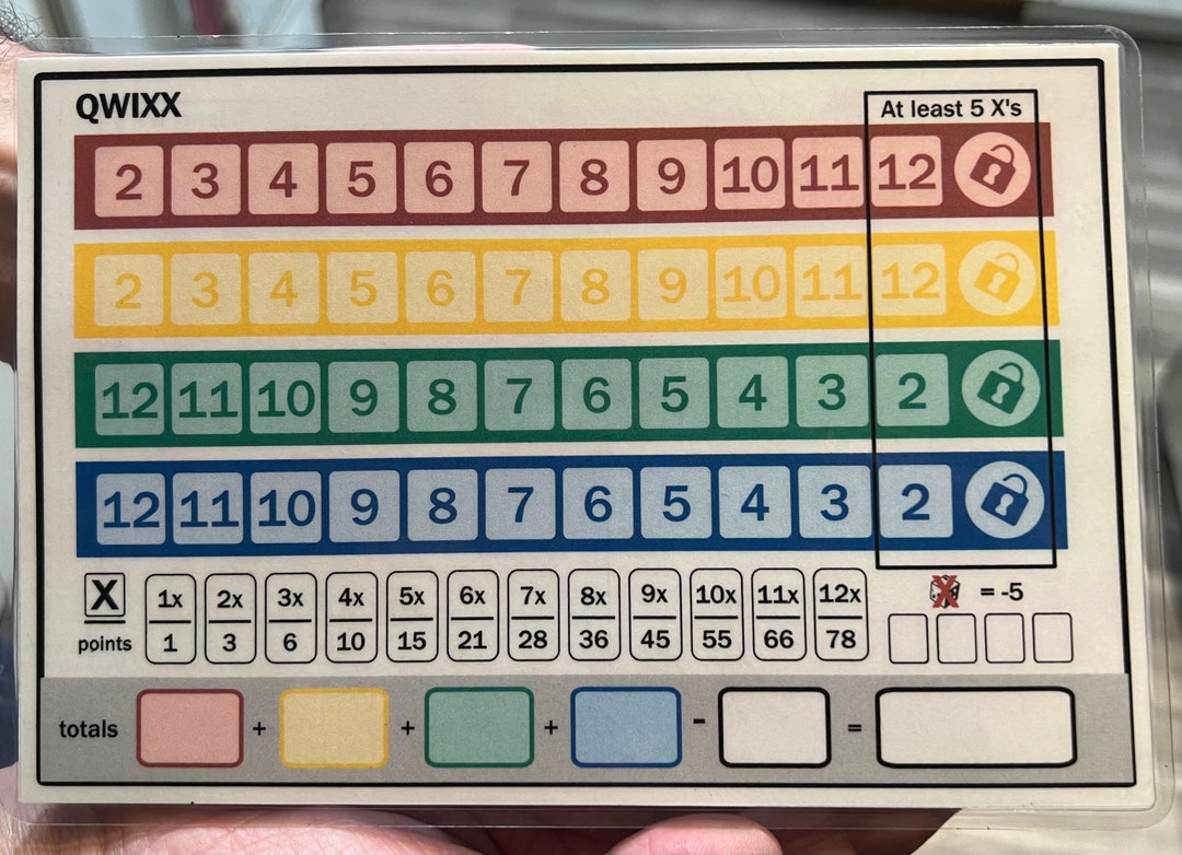 Qwixx Scoresheet Dry Erase Reusable Fun Double Sided. Etsy