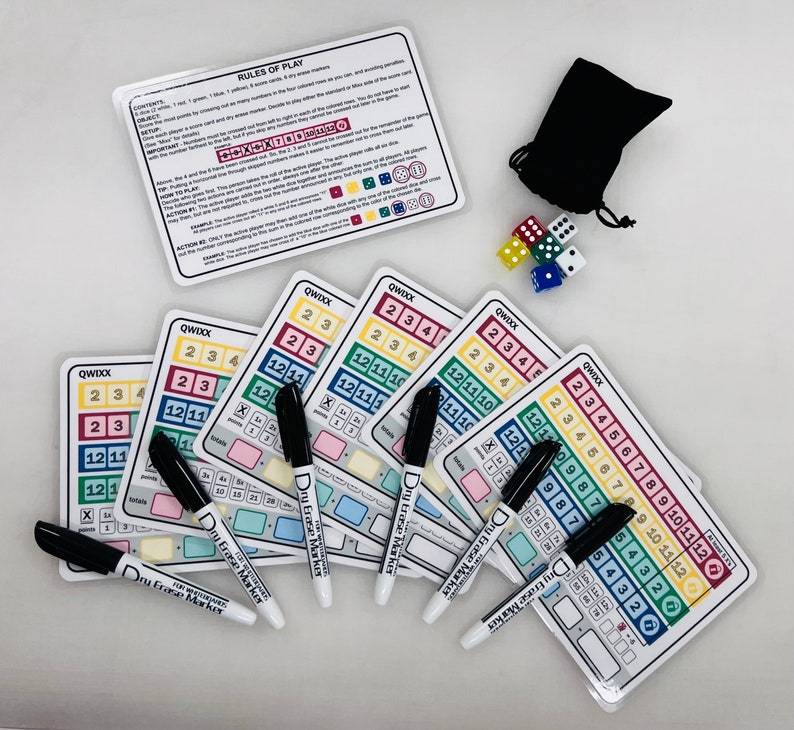 Qwixx Scoresheet, Dry Erase, Reusable, Fun, Double Sided. Etsy