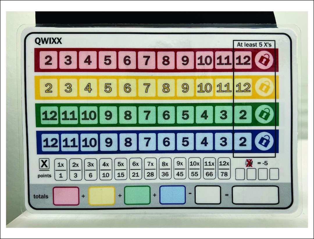 Qwixx Scoresheet, Dry Erase, Reusable, Fun, Double Sided. Etsy