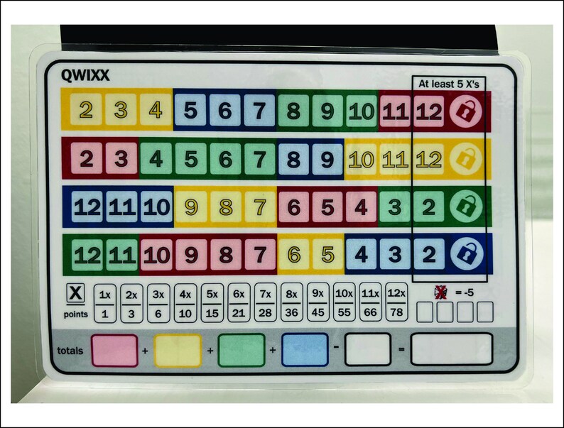 Qwixx Scoresheet, Dry Erase, Reusable, Fun, Double Sided. Etsy