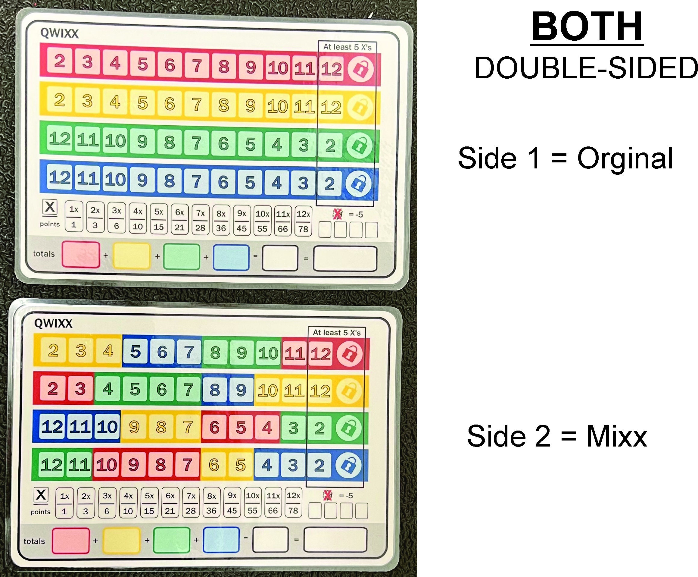 Qwixx Scoresheet, Dry Erase, Reusable, Fun, Double Sided. Etsy