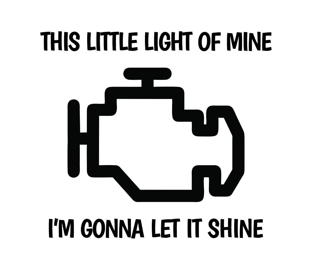 Funny Check Engine Light Decal: 