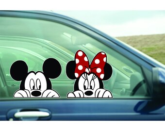 thumbnail image 2 of Mickey & Minnie Mouse Peeking Vinyl Decal For MacBook Air/Pro Laptop - Polkaduck Custom 2 of 6