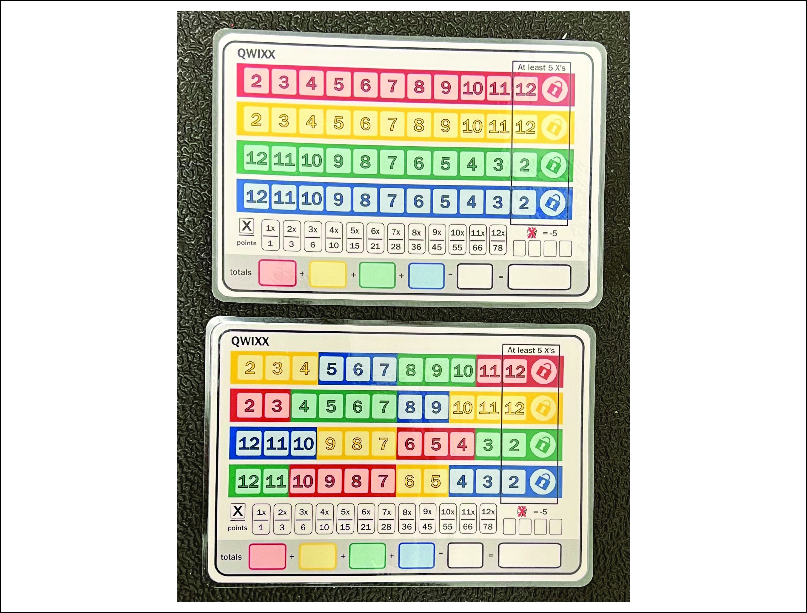 Qwixx Scoresheet, Dry Erase, Reusable, Fun, Double Sided. Etsy