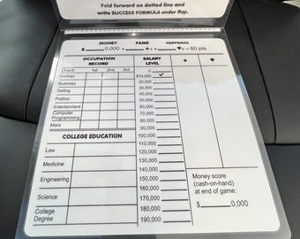 Careers scoresheet, dry erase, reusable, fun, double sided.