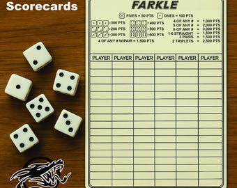 Large Farkle scoresheet, dry erase, reusable, fun, double sided.