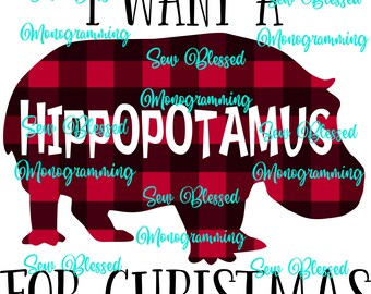 I want a hippopotamus for Christmas plaid png