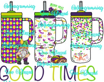 Mardi Gras tumbler png!!