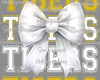 Gold and white tigers with bow png