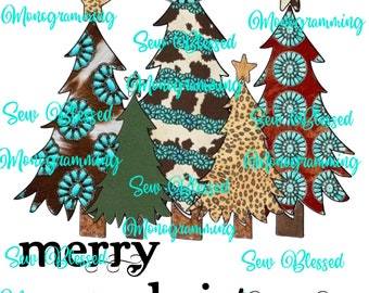 Cute cowhide Christmas trees png
