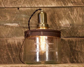 Vintage Cleveland Metal Products Co. Glass Kerosene Jar Table Lamp
