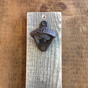 Rustic Cast Iron Reclaimed Wood Magnetic Bottle Opener