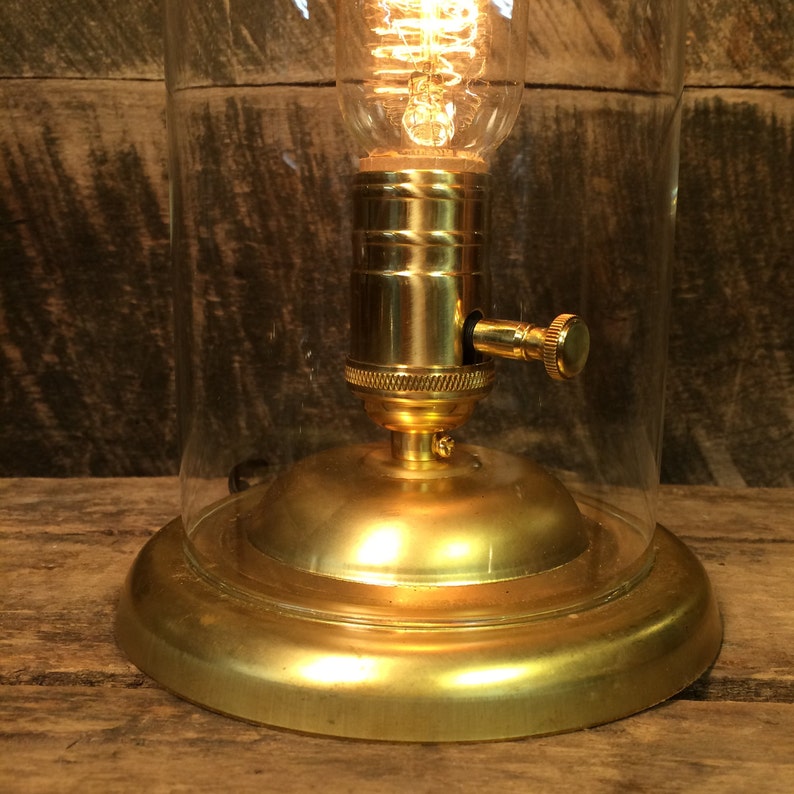 Glass Dome Edison Accent Lamp With Brass Base Table Lamp Etsy