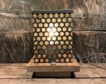 Industrial Salvage Perforated Steel Table Lamp - Table Lamp Desk Lamp Industrial Lighting