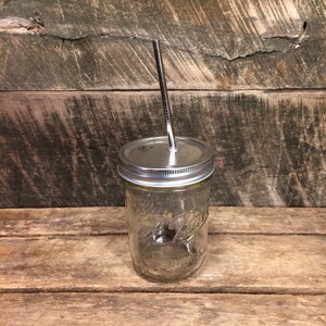 16 oz Wide-mouth Ball Jar &quot; To Go Cup &quot; - Upcycled Ball Jar with Reusable Stainless Steel Straw