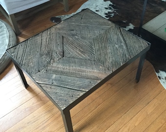 Reclaimed Barnwood & Steel Rustic Industrial Coffee Table