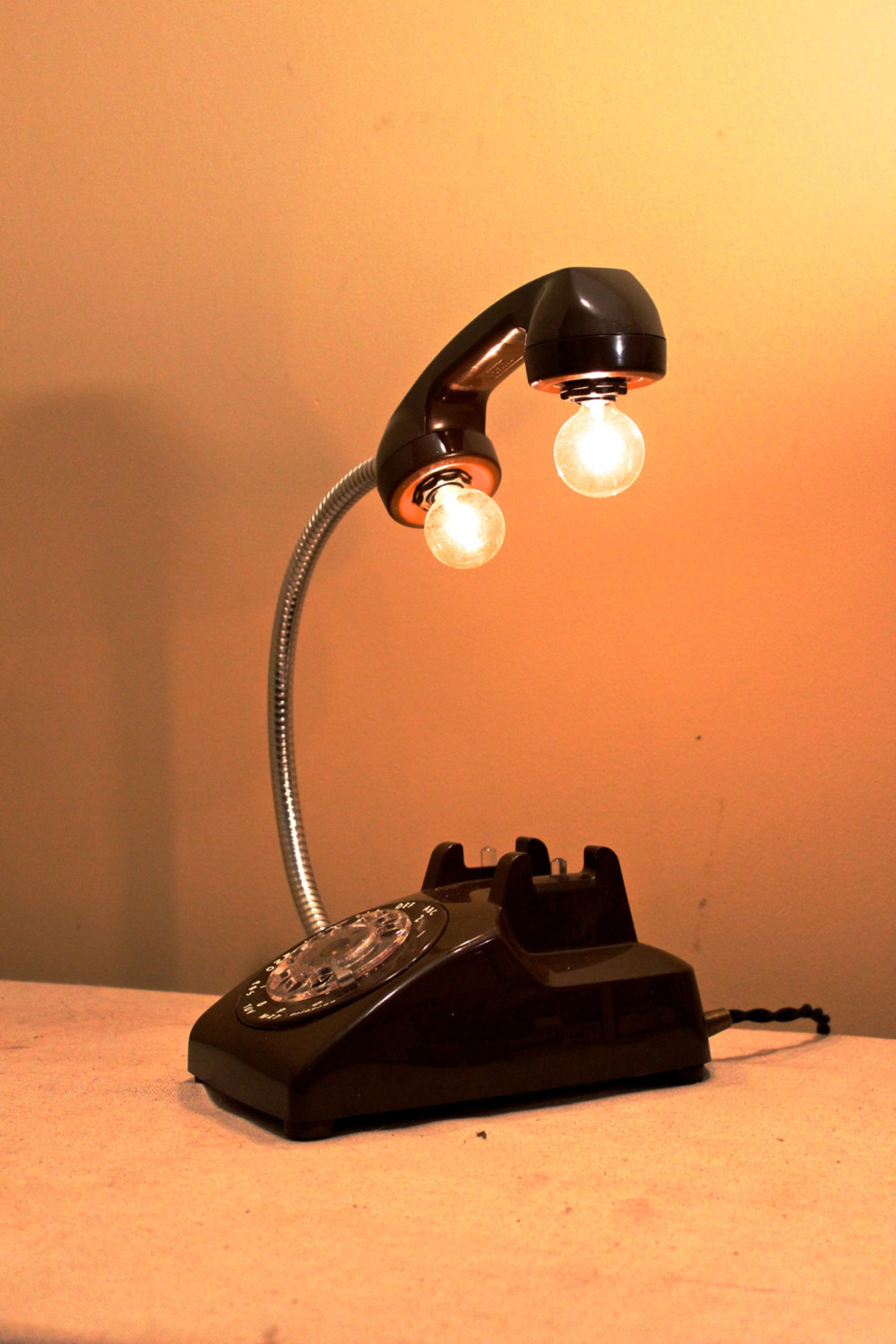 Vintage Black Rotary Phone Lamp Gooseneck Desk Lamp Home Etsy