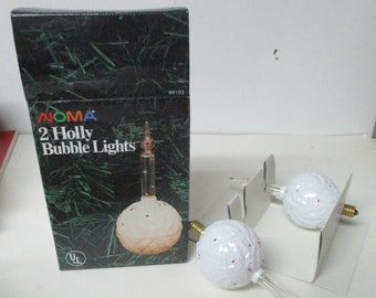 Pair of C-7 Noma Electric Co 1990&#39;s Holly Ball Bubble Lights in Original Box