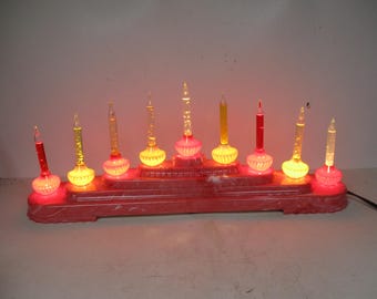 Beautiful 9 Light Peppermint Swirl C-6 Bubble Light Display w Vintage Royal Electric Co Bubble Lights